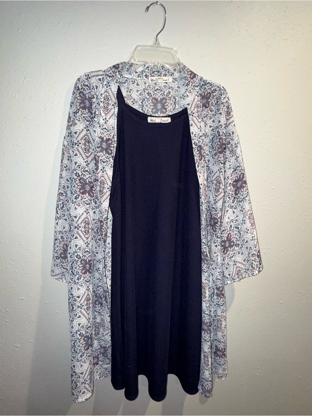 Wallflower Navy Tank with White Floral Printed Kimono